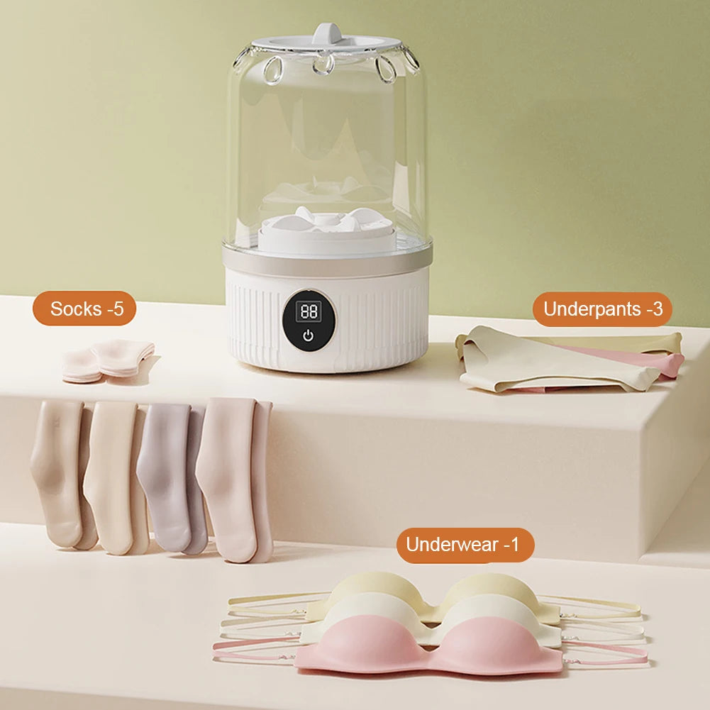 Smart Mini Washer for Lingerie & Small Laundry – Rechargeable